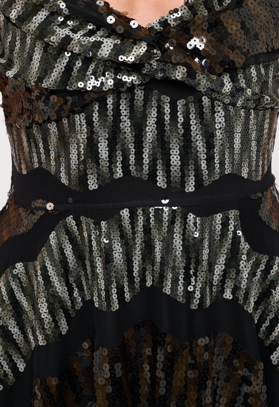 Spaghetti strap two-toned sequin gown