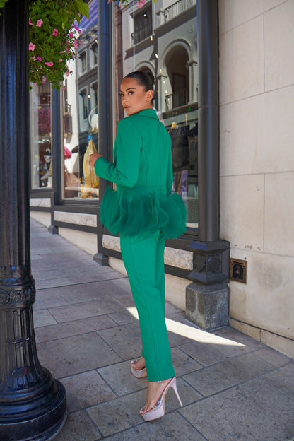 Tulle contrast jacket and pants suit set