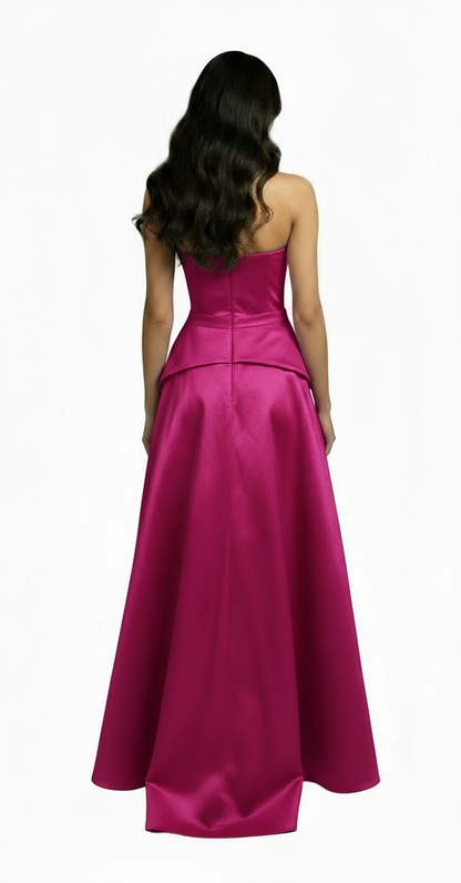 Strapless sweetheart corset peplum taffeta gown