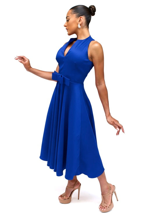 Delicate bow taffeta A-line midi dress