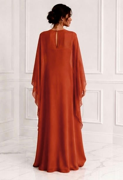 Chiffon maxi & detachable cape set