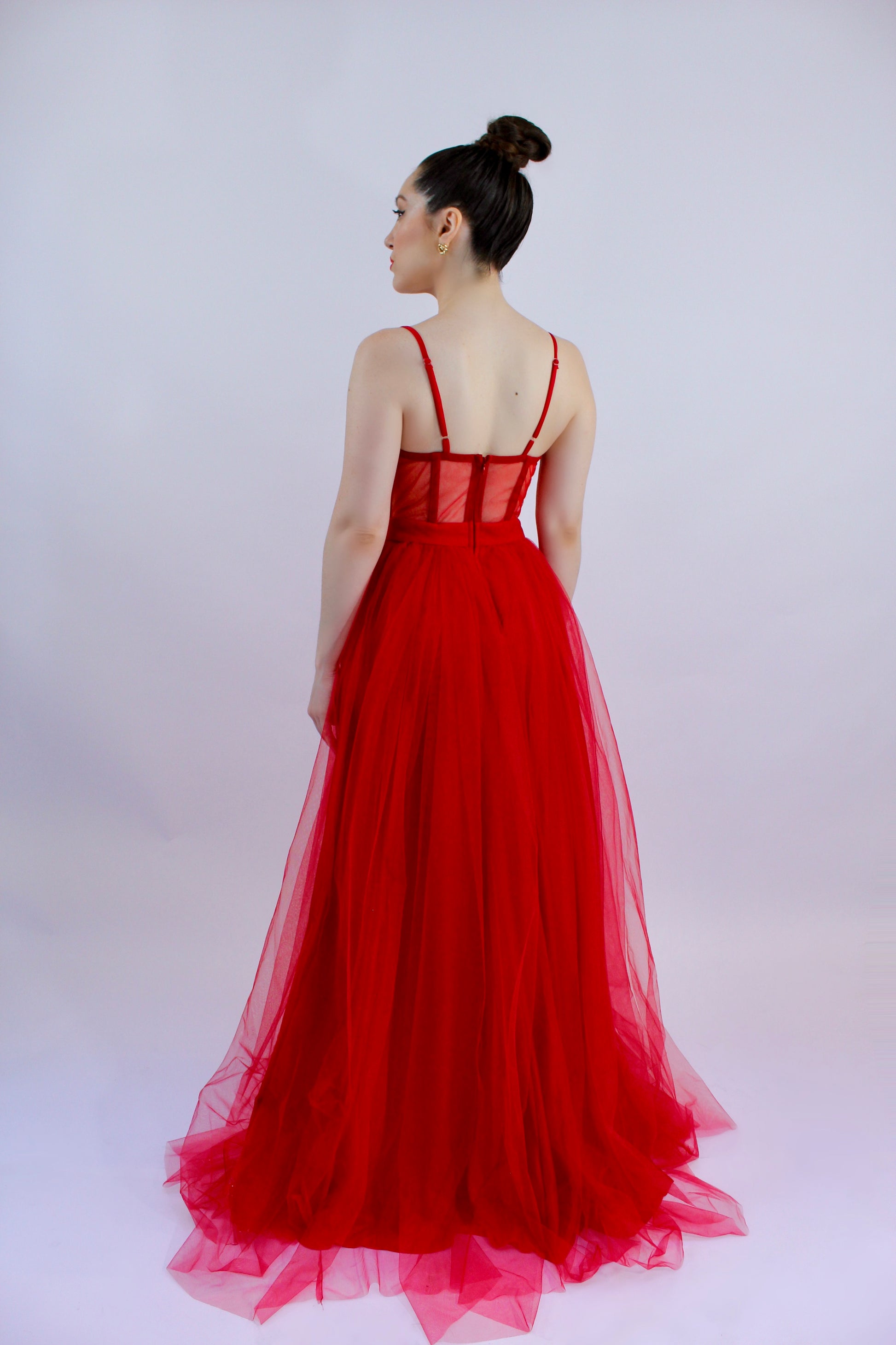 Corset adjustable strap high slit tulle dress Rubber Ducky Corset adjustable strap high slit tulle dress Rubber Ducky