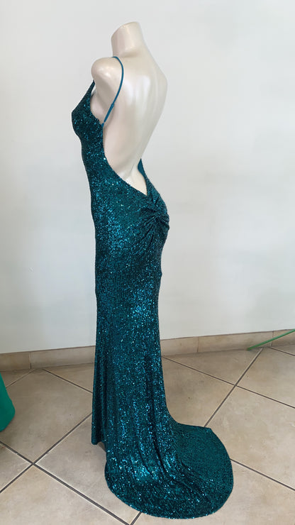 Natasha sequin open back hourglass gown