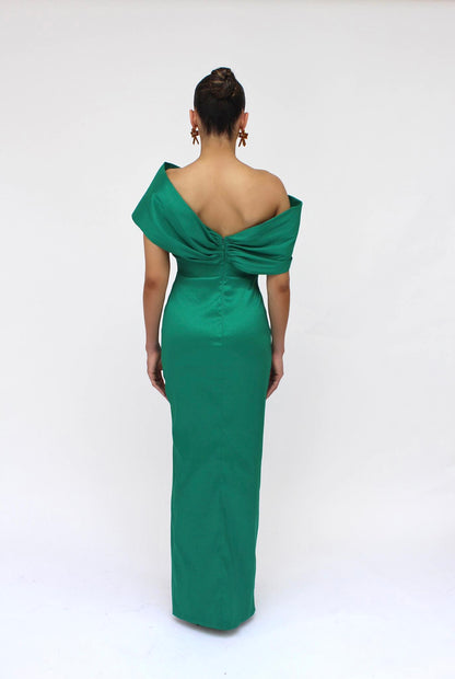 Good Evening off shoulder side slit gown