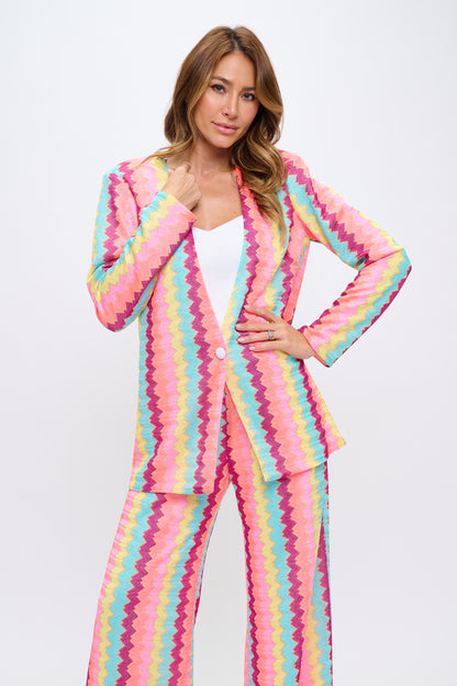 Missoni chevron print relaxed fit jacket and pants suit