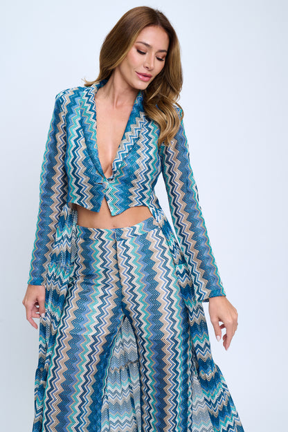 Missoni chevron zig-zag print jacket and pants suit set
