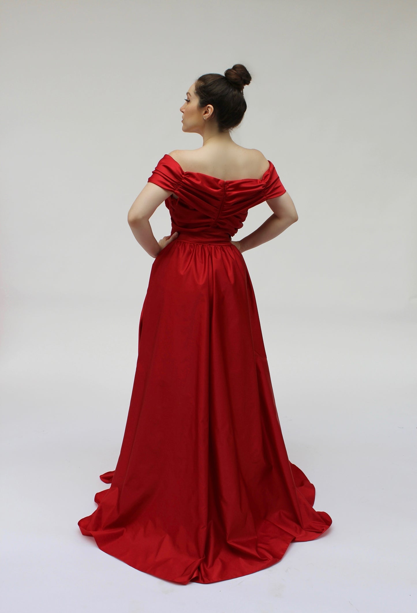 Behold the perfect off the shoulder gown