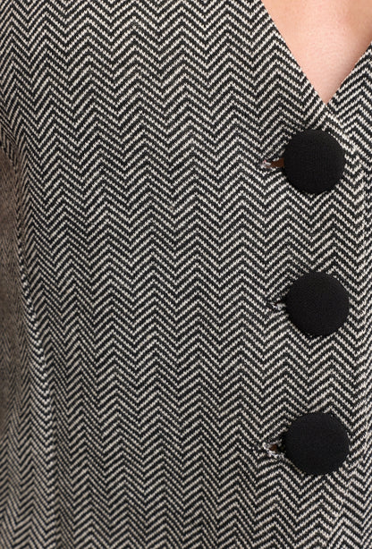 Chevron print crop vest top jacket and pants three piece set