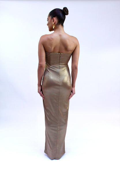 *Pre-Order strapless bronze formal dress