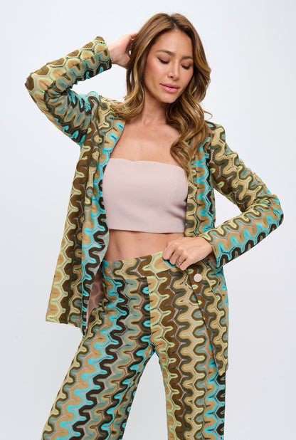 Missoni chevron print relaxed fit jacket and pants suit
