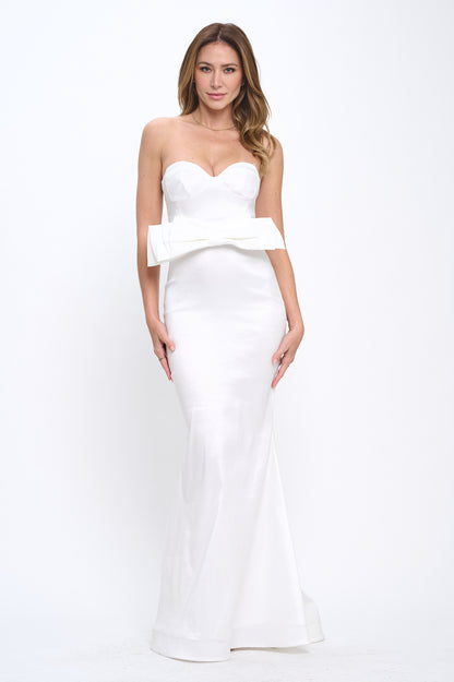 Strapless bow taffeta hourglass gown