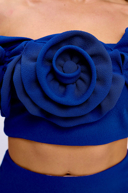Rose detail off shoulder crop top and maxi skirt set
