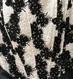 Strapless corset crochet floral lace and satin taffeta gown with detachable bow belt