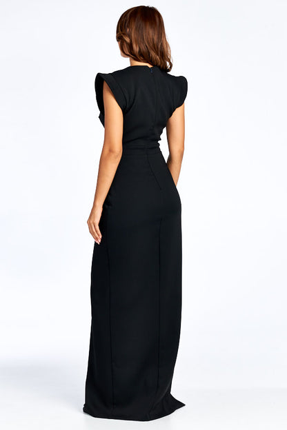 Square neckline side slit gown