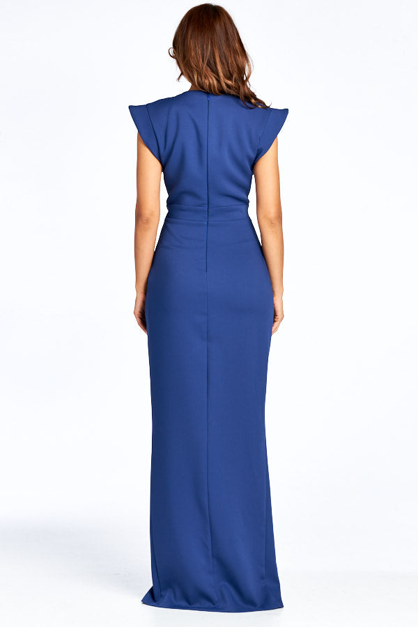 Square neckline side slit gown