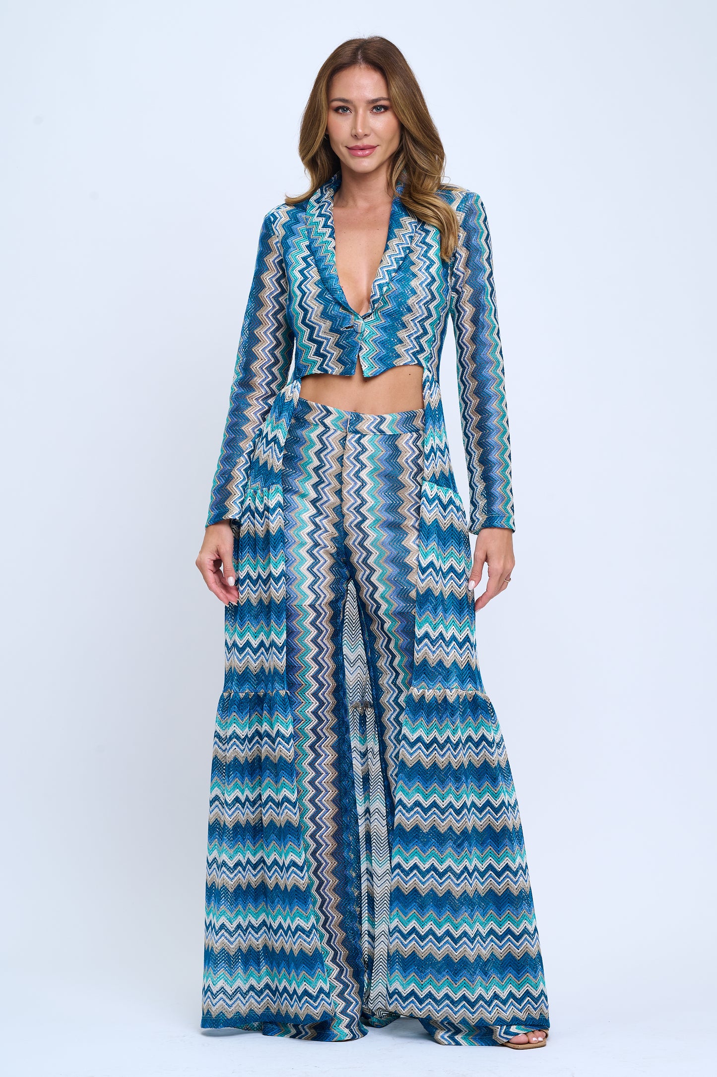 Missoni chevron zig-zag print jacket and pants suit set