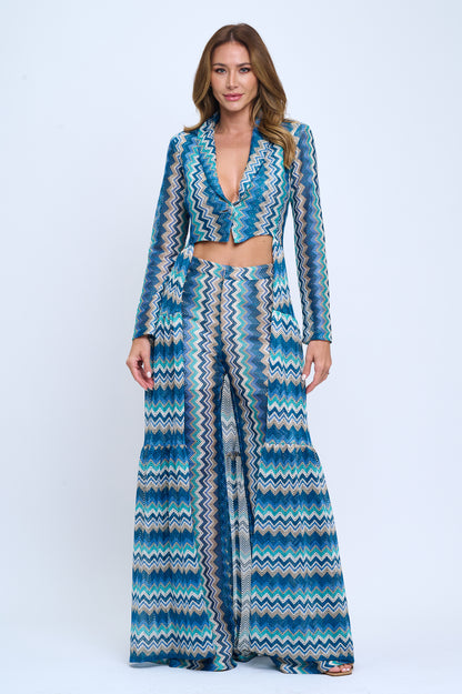 Missoni chevron zig-zag print jacket and pants suit set