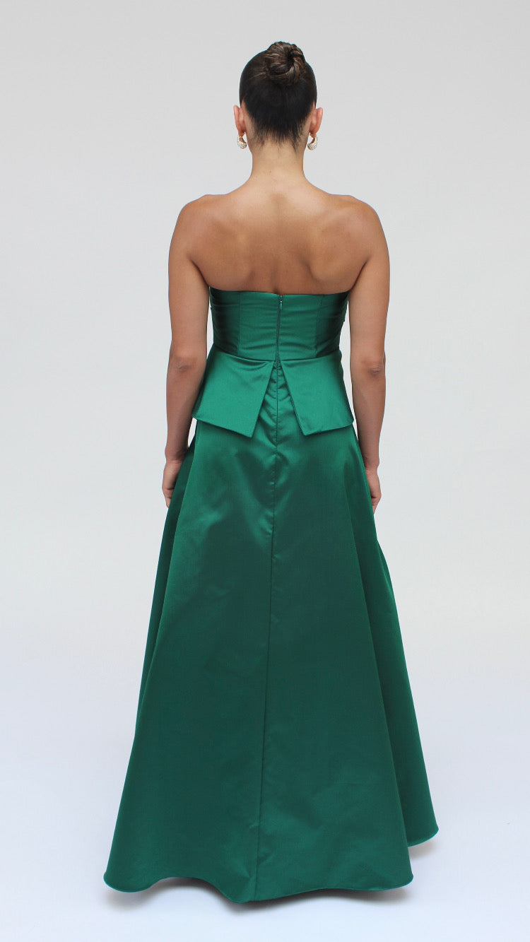 *Pre-Order Gia strapless bow peplum gown