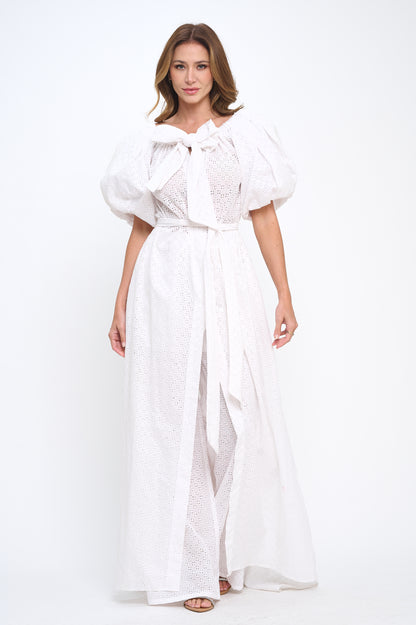 Cotton off shoulder top and bottoms two-piece set