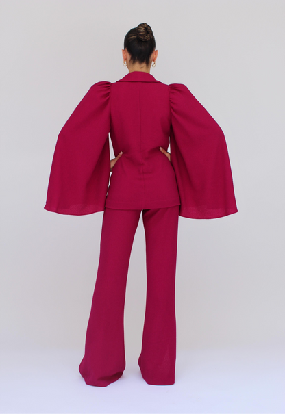 Made for Allure bell sleeve jacket and split pants suit set