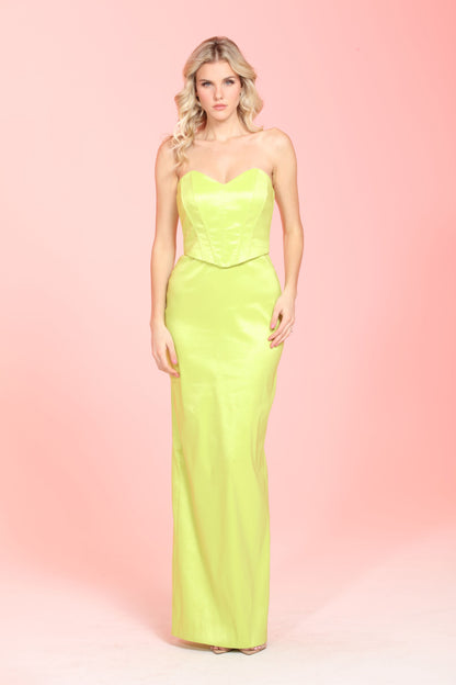 Sweetheart corset strapless gala slit back gown