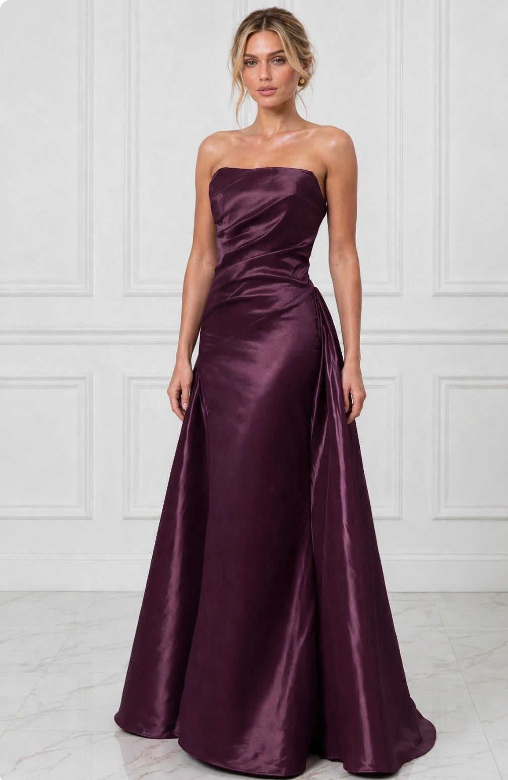 Luxurious taffeta strapless ruched front ball gown