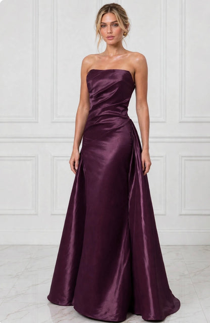 Luxurious taffeta strapless ruched front ball gown