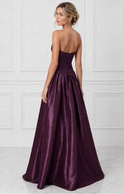 Luxurious taffeta strapless ruched front ball gown