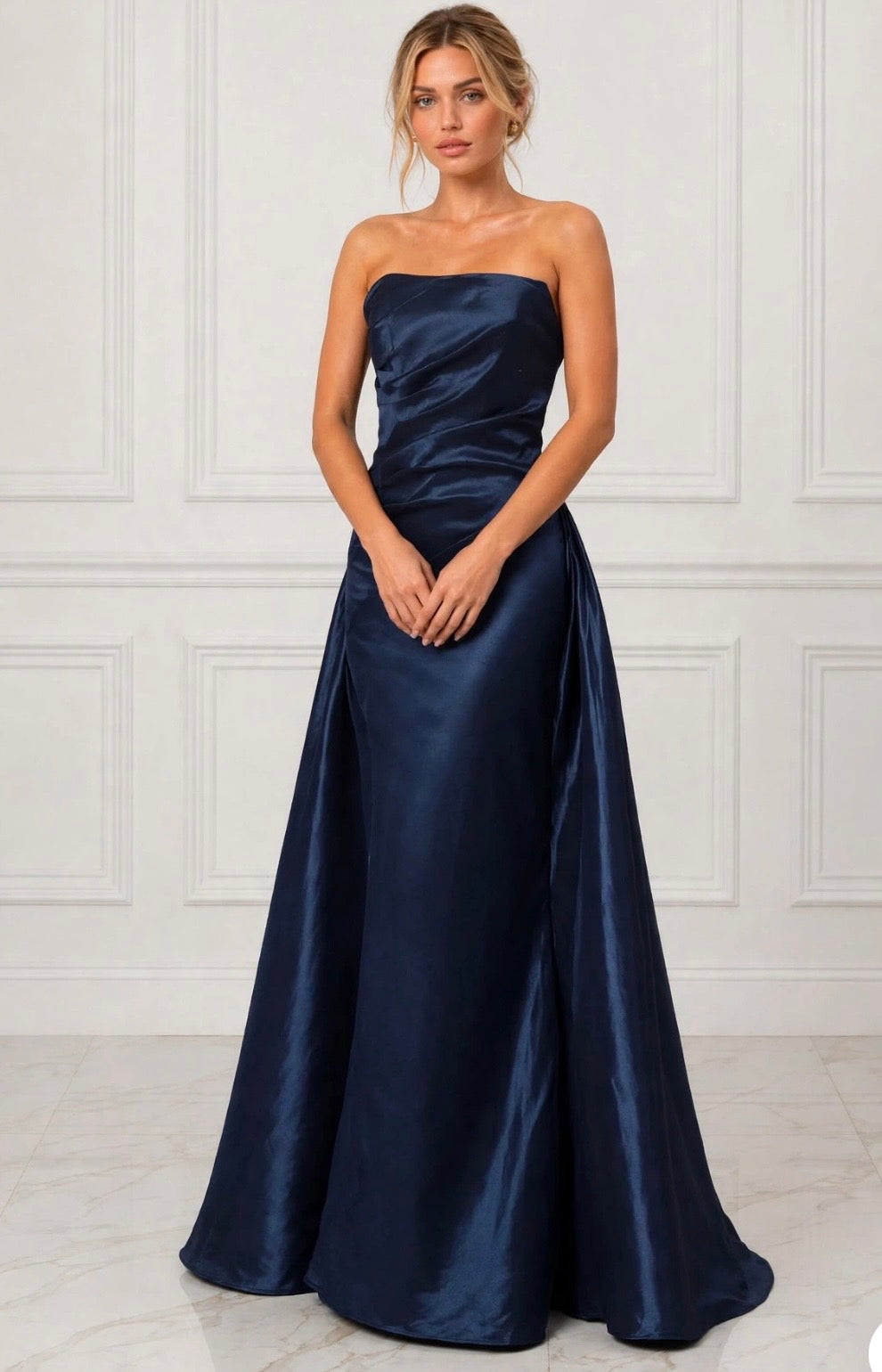 Luxurious taffeta strapless ruched front ball gown