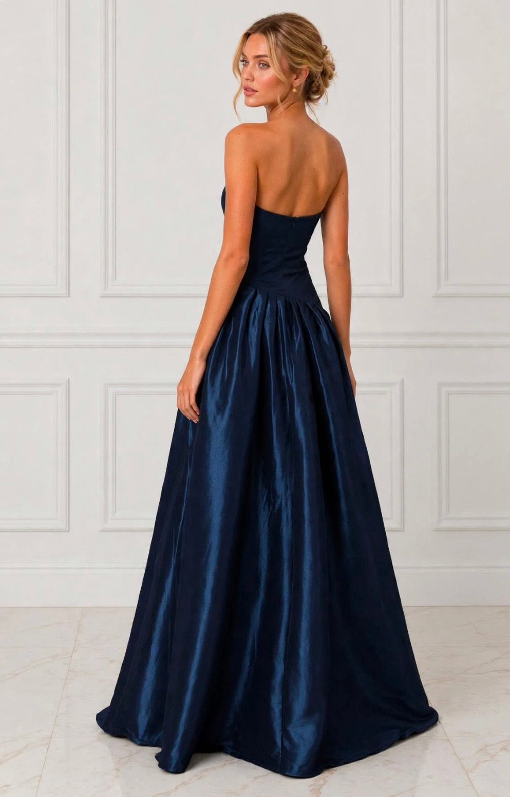 Luxurious taffeta strapless ruched front ball gown