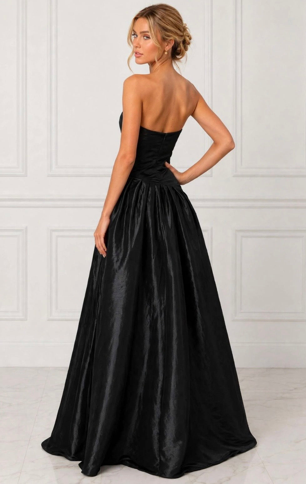 Luxurious taffeta strapless ruched front ball gown