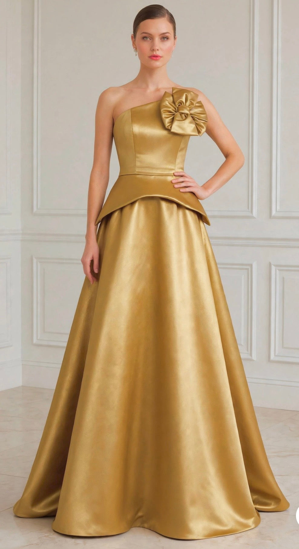 Strapless taffeta peplum ball gown