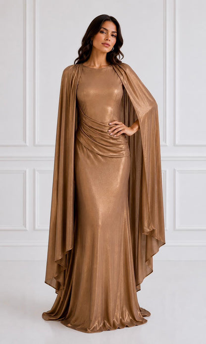 Metallic stretch lame angel wing maxi.
