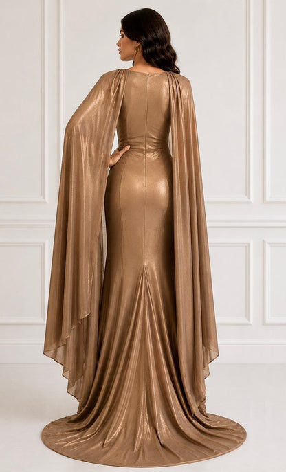 Metallic stretch lame angel wing maxi.