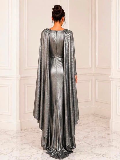 Metallic stretch lame angel wing maxi.