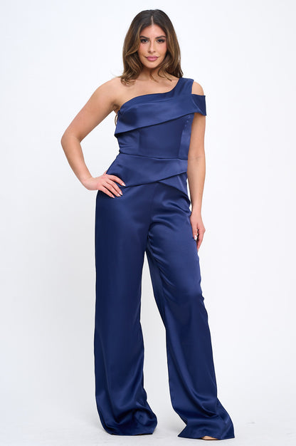 Silky one shoulder cut-out jumpsuit