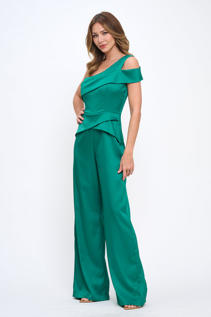 Silky one shoulder cut-out jumpsuit