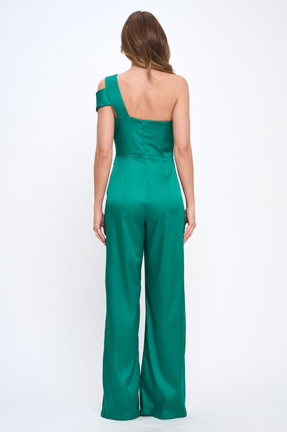 Silky one shoulder cut-out jumpsuit