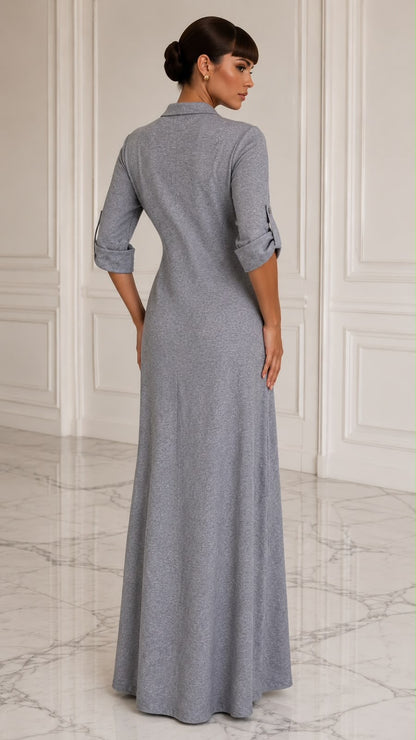 Exquisite grey cocktail shirt dress