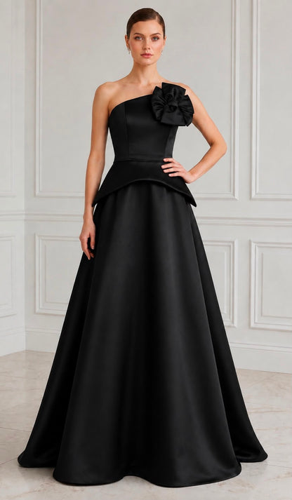 Strapless taffeta peplum ball gown