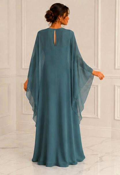 Chiffon maxi & detachable cape set