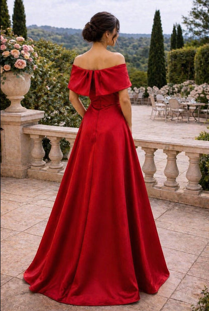 Off the shoulder taffeta ball gown