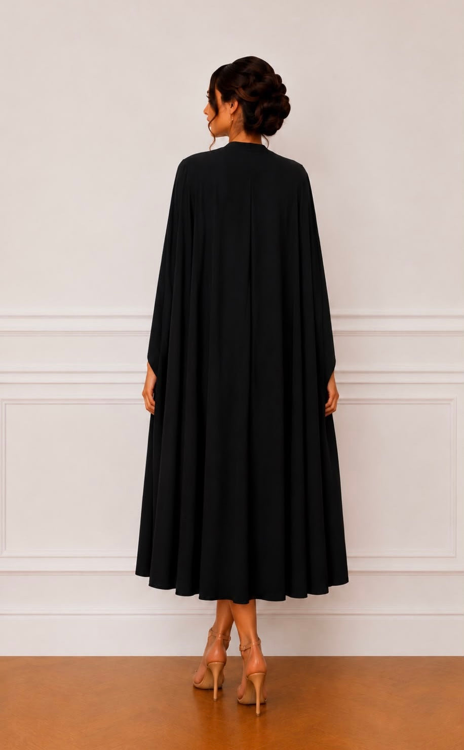 Strapless midi dress with matching cape jacket set